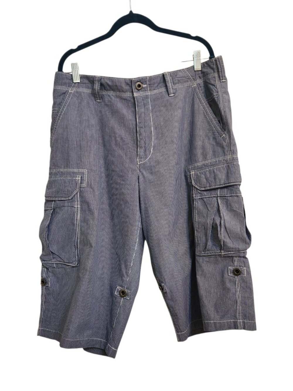 Express Men's Blue & White Stripe Cargo Shorts Size 34
